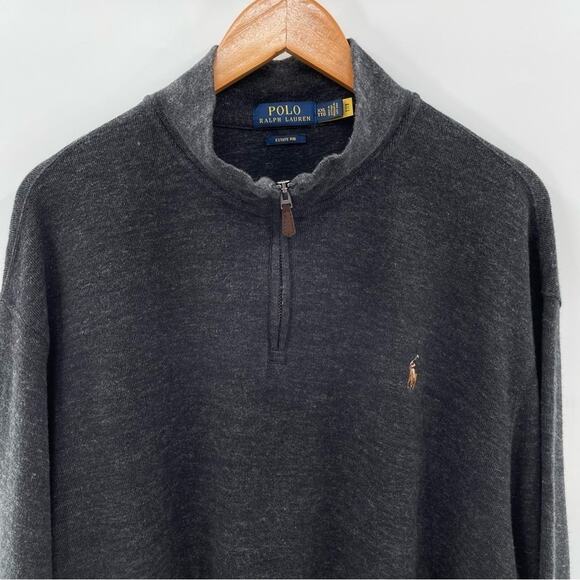 Polo Ralph Lauren Men's Gray Cotton Quarter Zip Sweatshirt Comfy Normcore XXL - Picture 3 of 12